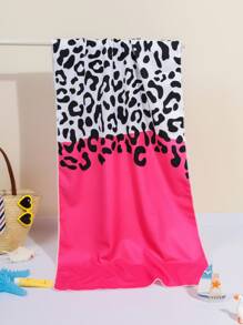 1入組豹紋印花沙灘巾 - 玫紅色 - 查看 2