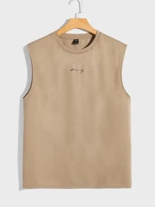 Manfinity VCAY Men Letter Graphic Tank Top - Khaki - View 1