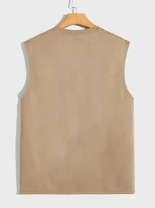 Manfinity VCAY Men Letter Graphic Tank Top - Khaki - View 2