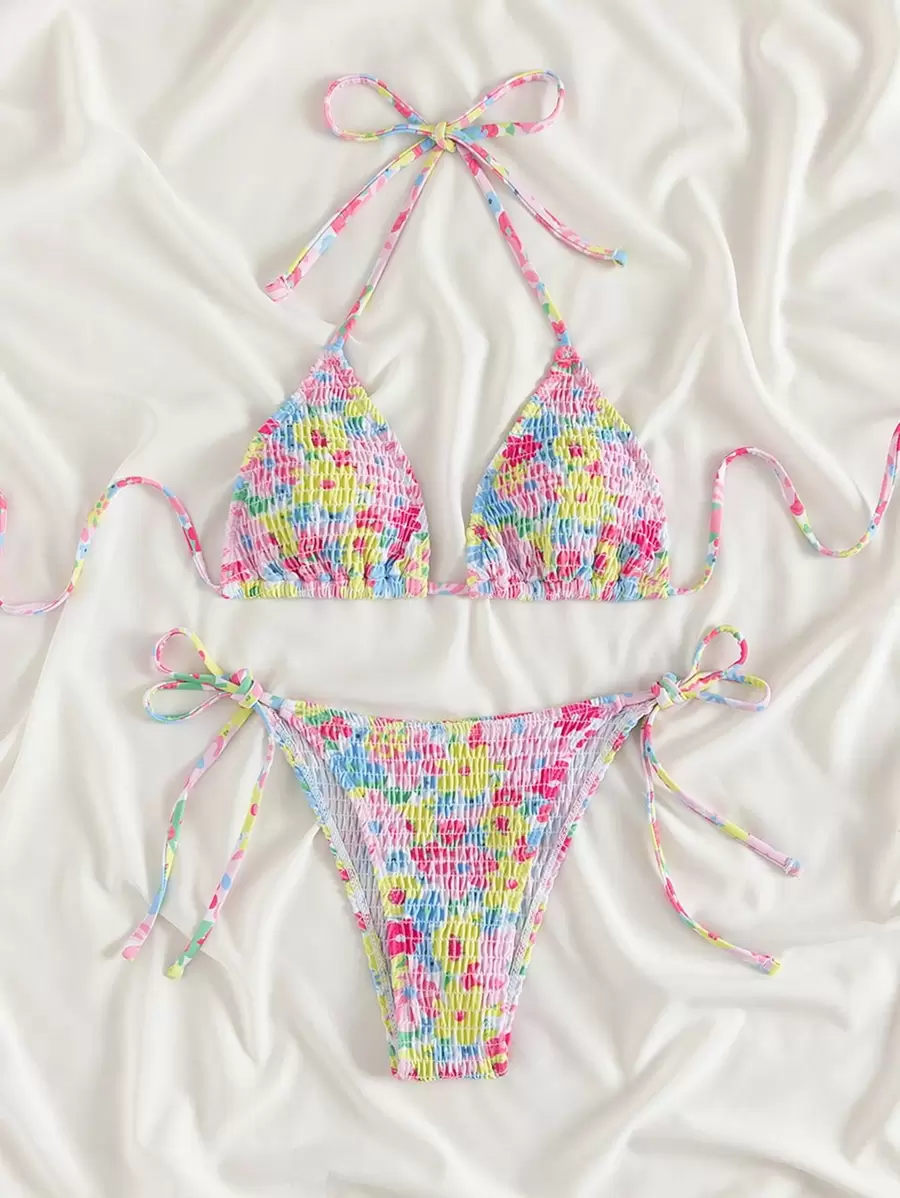 Bikini 2 Pièces Brésilien – Triangle Et Liens Latéraux – Nylon/Spandex – Bretelles Réglables – Pour Plage, Piscine – Femmes