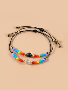 2 piezas Pulsera LGBT piedra & con diseño de cuenta - Multicolor - Ver 4