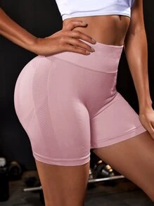 Yoga Basic 無縫透氣運動短褲 - 淺粉色 - 查看 5