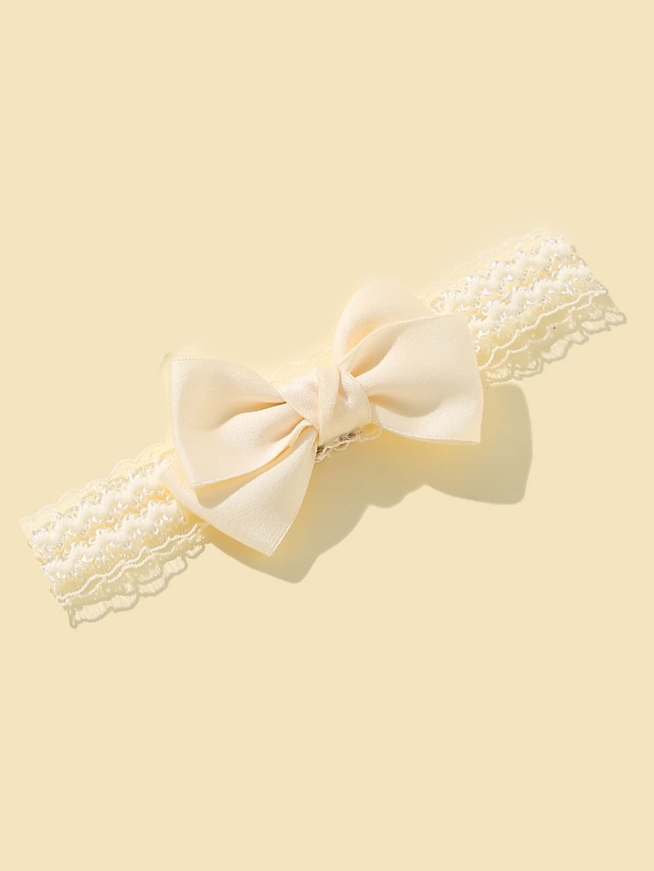 1入組嬰兒蝴蝶結裝飾髮箍 - 米色 - 查看 1