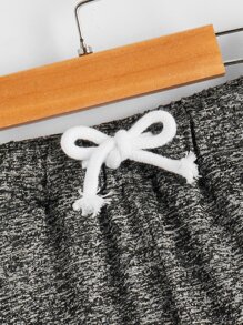 SHEIN Boys Marled Knit Drawstring Waist Shorts - Dark Grey - View 3