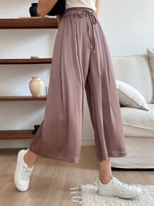 DAZY 女士休闲阔腿裤，秋季新款 - 藕粉色 - 查看 1