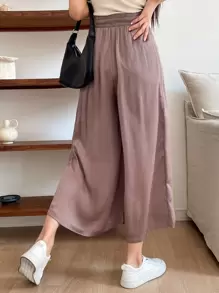 DAZY 女士休闲阔腿裤，秋季新款 - 藕粉色 - 查看 2