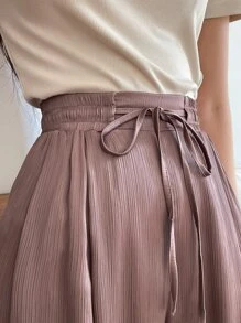 DAZY 女士休闲阔腿裤，秋季新款 - 藕粉色 - 查看 3