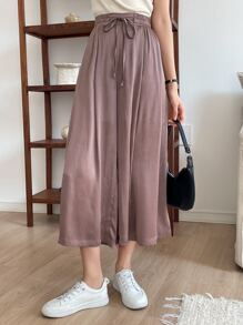 DAZY 女士休闲阔腿裤，秋季新款 - 藕粉色 - 查看 7