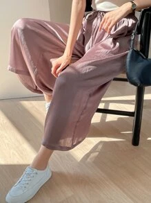 DAZY 女士休闲阔腿裤，秋季新款 - 藕粉色 - 查看 8