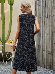 Breezaya 波卡圓點斜插口袋背心洋裝 - 黑色 - 查看 2