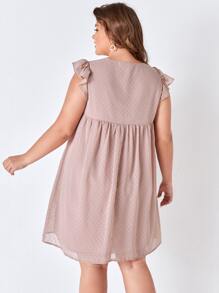 EMERY ROSE Plus Swiss Dot Butterfly Sleeve Chiffon Dress - Dusty Pink - View 2