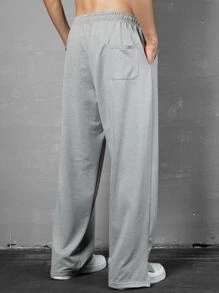 Manfinity Hypemode Men Letter Patch Split Hem Joggers - Light Grey - View 2