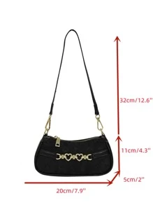 Mini Letter Graphic Heart-Ring Decor Bag - Black - View 5