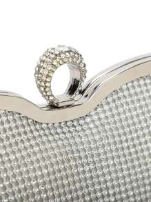 水鑽裝飾鏈條晚會包 - 銀色 - 查看 6