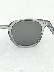 1 件男士时尚圆形电脑装饰眼镜休闲沙滩配饰眼镜遮阳镜适合夏季海滩度假、户外、旅行 - 深灰色 - 查看 4