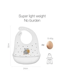 Baby Cartoon Sheep Print Bib - Light Grey - View 4