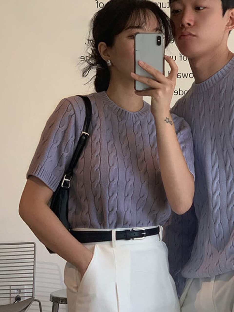 Textured Round Neck Knit Top