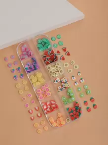 美甲裝飾軟黏土水果設計 12 格套裝附貼紙