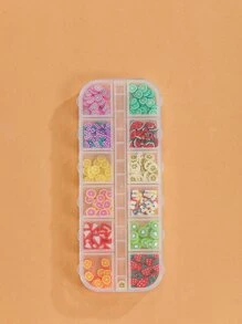 美甲裝飾軟黏土水果設計 12 格套裝附貼紙