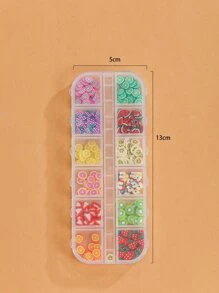 美甲裝飾軟黏土水果設計 12 格套裝附貼紙