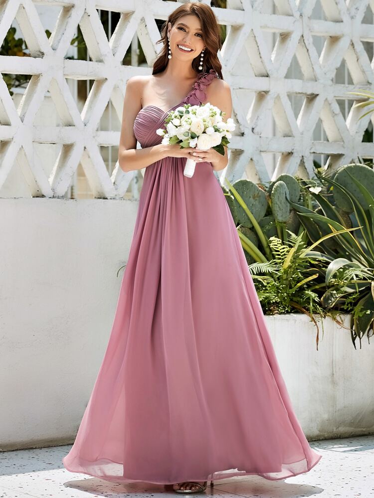 Elegant Crossover Pleated Shoulder Strap Bridesmaid Dress, Suitable For Special Wedding Occasions Spring