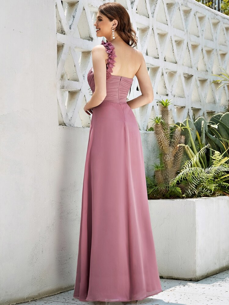Elegant Crossover Pleated Shoulder Strap Bridesmaid Dress, Suitable For Special Wedding Occasions Spring