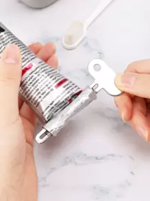 1 Dụng Cụ Vắt Kem Đánh Răng Bằng Thép Không Gỉ Có Thể Tái Sử Dụng, Sáng Tạo Màu Bạc Thiết Kế Chìa Khóa Bằng Tay Dụng Cụ Vắt Kem Đánh Răng - Bạc - Xem 1