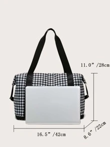Houndstooth Graphic Large Capacity Shoulder Tote Bag Travel Bag Luggage Bag Overnight Bag Carry On Bag Hand Bag Gym Bag For Work School Supplies School Stuff For Back To School For Student Handbag Handbags Weekend Bag Hand Bags For Holiday Outdoor For Business Vacation Hospital For Men And Women Unisex Traveling Bag Houndstooth Plaid - Black - View 7