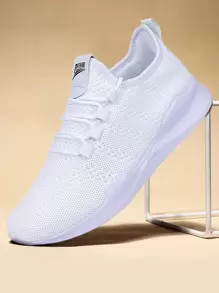 Zapatos Para Hombres Zapatillas - Zapatillas Para Correr De Deportes Para Tenis Para Trabajo Atlético Gimnasio, Interior/exterior, Transpirables, Ligeras, Cómodas, Zapatillas Casuales Y De Entrenadores Sin Cordones Manfinity Basics - Blanco - Ver 5