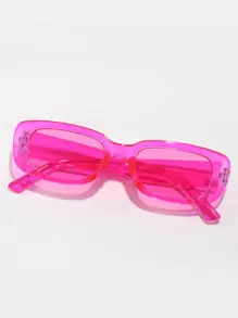 1pc Unisex Square Fashionable Sunglasses, Suitable For Outfits, Travel, Summer Accessories, Sporty Style, Driving, Festivals, Beach, Music Festivals, Vacations, Family Outings, UV Protection, Golf, Hiking, Elegant Attire, Streetwear, Holiday Vibes, Sports, Parties, Outdoor Activities, Street Style, Fishing, Holidays, Sun Protection, Vacation - Hot Pink - View 1