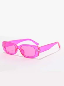 1pc Unisex Square Fashionable Sunglasses, Suitable For Outfits, Travel, Summer Accessories, Sporty Style, Driving, Festivals, Beach, Music Festivals, Vacations, Family Outings, UV Protection, Golf, Hiking, Elegant Attire, Streetwear, Holiday Vibes, Sports, Parties, Outdoor Activities, Street Style, Fishing, Holidays, Sun Protection, Vacation - Hot Pink - View 2