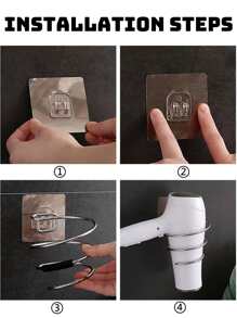 1pc Wall Mounted Stainless Steel Hair Dryer Holder,Creative Solid Hair Dryer Hanging Rack For Bathroom - Silver - View 6