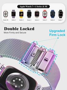 漸變色可調節網眼米蘭式按扣錶帶兼容Apple Watch - 彩色 - 查看 3