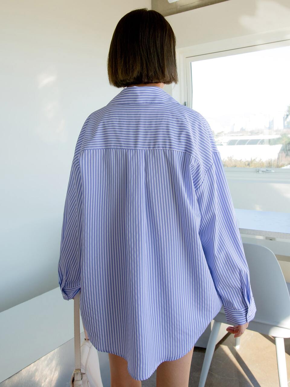 Vertical Striped Drop Shoulder Shirt,Fall Clothes Preppy Tops Long Sleeve Top