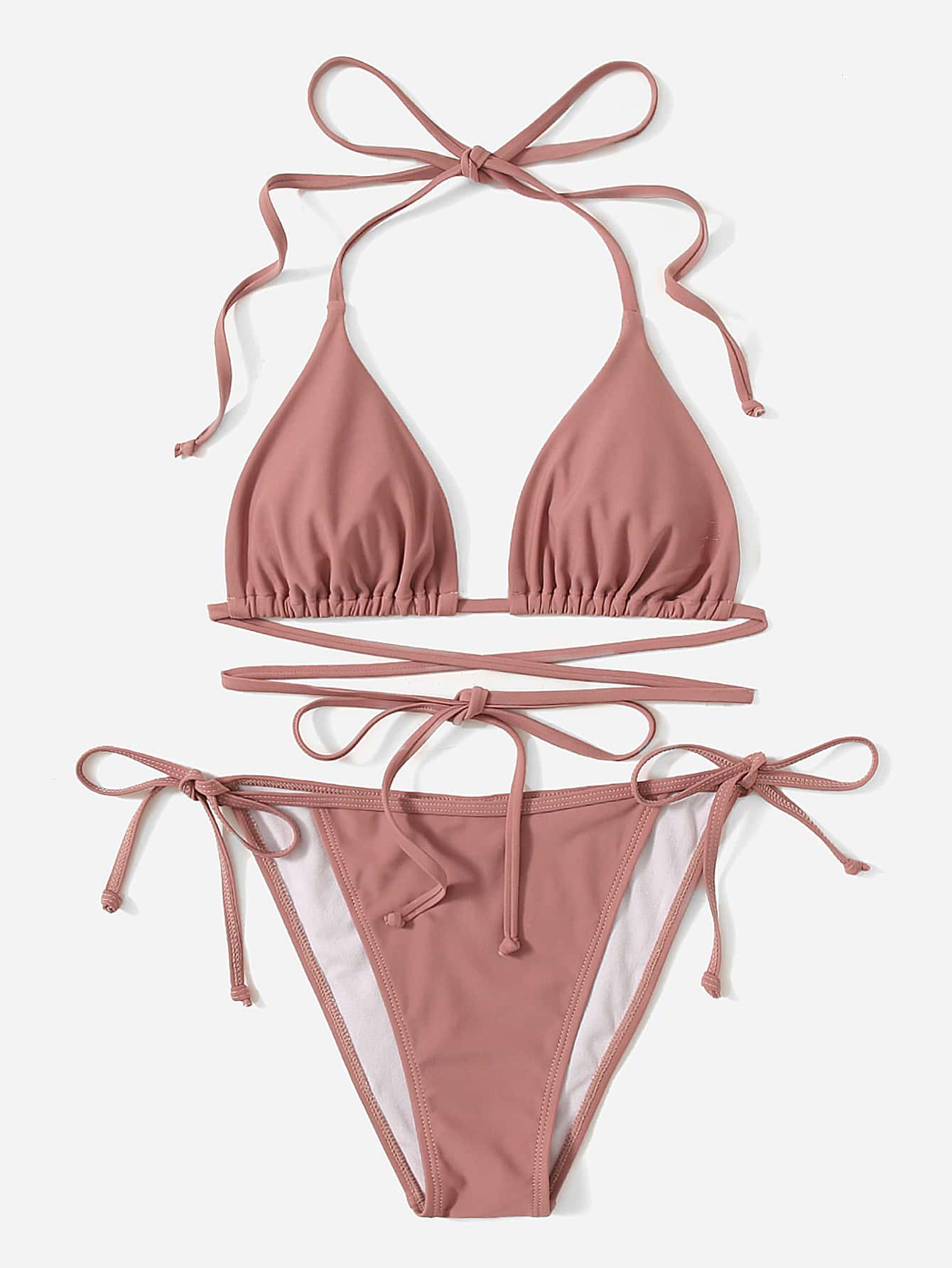 Metallic Halter Triangle Bikini Swimsuit Women Swimwear Female Bathing Suits Thong Micro Bikinis Set Beach Wear