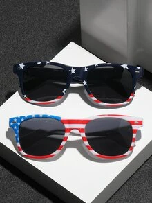 American Flag Star & Stripe Classic Rivet Glasses With Glasses Cord - Multicolor - View 2