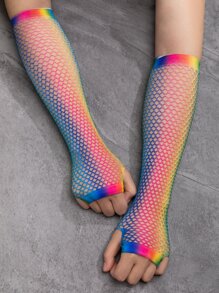 Guantes sin dedo de ombré de malla - Multicolor - Ver 4