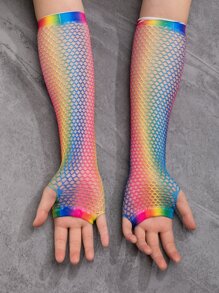 Guantes sin dedo de ombré de malla - Multicolor - Ver 2