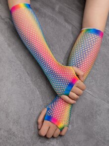 Guantes sin dedo de ombré de malla - Multicolor - Ver 1