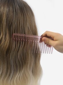 乾濕兩用寬齒梳1入組中號塑料新奇閃光長方形透明防滑髮刷適用於梳妝台、浴室、梳妝台和工作檯面適用於捲髮、長發、濕髮女士妻子姐妹青少年女朋友