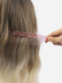 易清除寬齒梳1入組中等塑膠可愛彩虹獨角獸印刷橢圓形透明乾濕兩用髮刷送給女士妻子姐妹青少年女朋友情人節禮物 - 粉色 - 查看 2