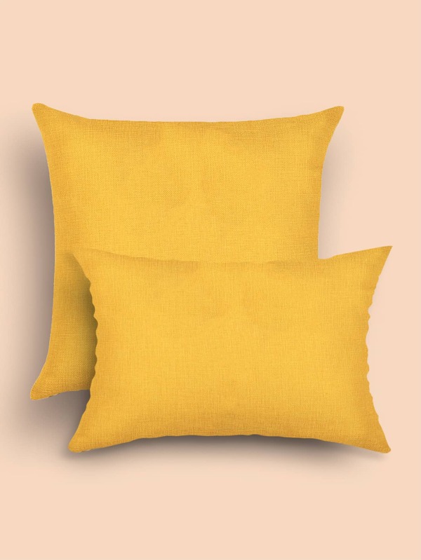 1pc Solid Cushion Cover, Yellow Simple Throw Pillow Case, Pillow Insert Not Include, For Sofa, Living Room