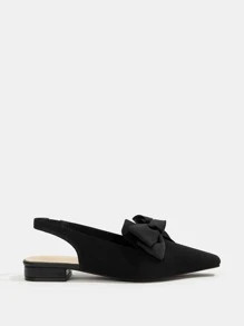 Zapatos planos destalonados con diseño de lazo - Negro - Ver 3