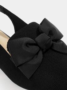 Zapatos planos destalonados con diseño de lazo - Negro - Ver 4