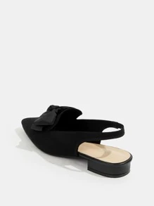 Zapatos planos destalonados con diseño de lazo - Negro - Ver 5