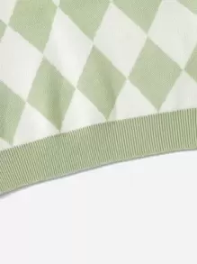 SHEIN Cô gái Tween 1 Miếng Họa tiết Argyle Áo len vest - Nhiều màu - Xem 4