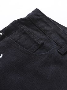 Manfinity Hombres Jeans de pierna recta con estampado de dragón chino - Negro - Ver 6
