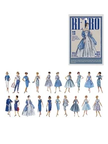 40入組復古人像圖案隨機貼紙