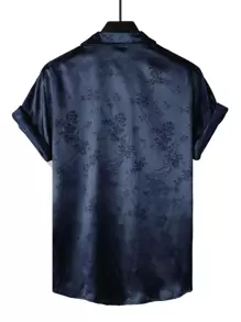 Manfinity Homme Men Floral Jacquard Shirt - Navy Blue - View 2