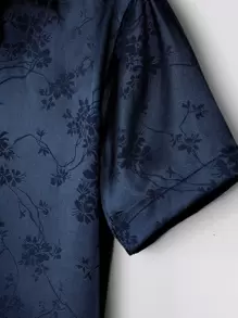 Manfinity Homme Men Floral Jacquard Shirt - Navy Blue - View 4